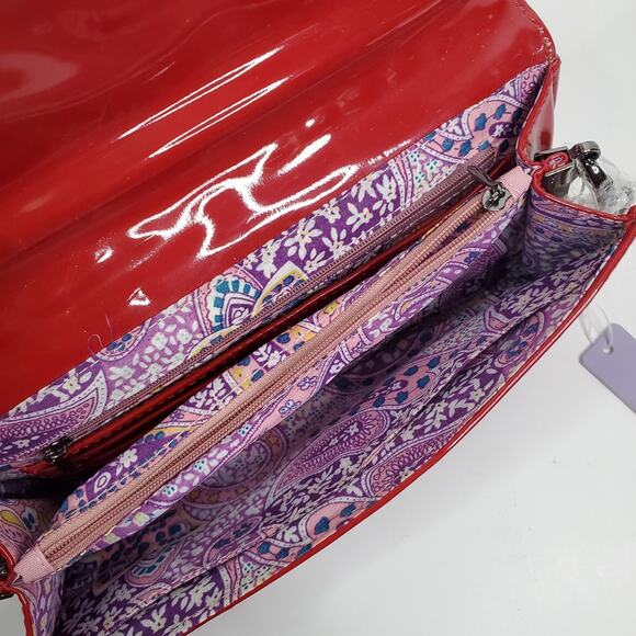 navoh Red Purse Studded Envelope Clutch short metal Chain Strap paisley Lined - Picture 11 of 15